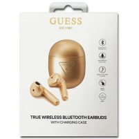 Стерео Bluetooth безжични слушалки със зареждащ кейс Guess GUTWST82TRD TWS Earbuds златисти триъгълно лого